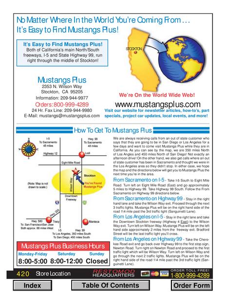 Page 1 of Mustangs Plus Store Location by Mustangs Plus