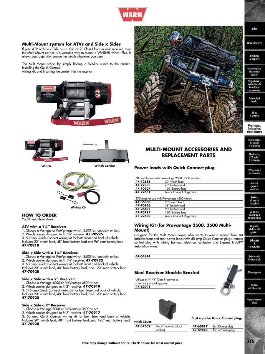 Warn Winch Multi-Mount Wiring Kit ATV 50AMP 70918