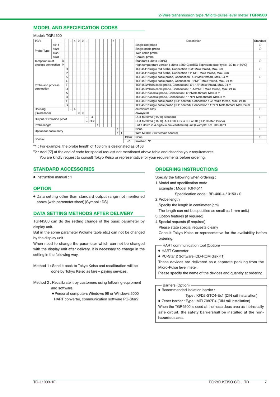 Page 7 Of Tgr4500 2 Wire Transmission Type 2017